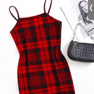 cute red and black fitted dress